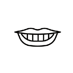 Icon of mouth with teeth showing.
